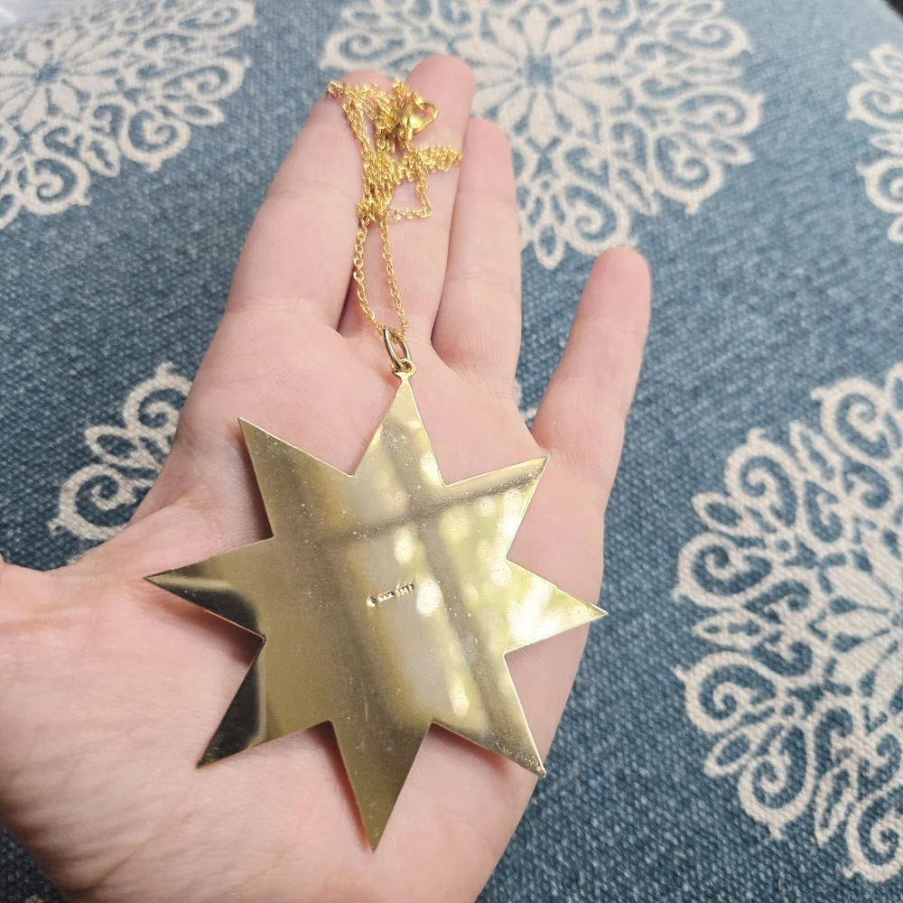 Vintage Bohemian Oversized Red & Gold Star Ornate Boho Necklace